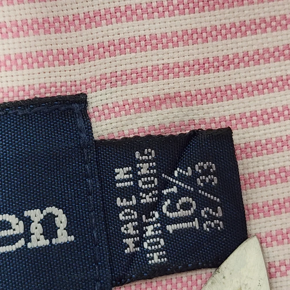 VINTAGE Polo Ralph Lauren Custom Fit Shirt Men's 16 1/2 32/33 Striped Pink White - Picture 13 of 14